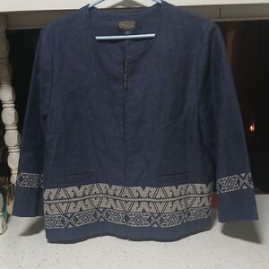 Pendleton Navy Blazer with Geometric White Accents